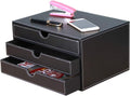 Black PU Leather 3 Drawer Stackable File Cabinet V133