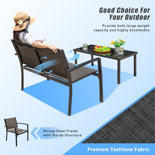 4 Pieces Patio Furniture Set with Glass Coffee Table D748812