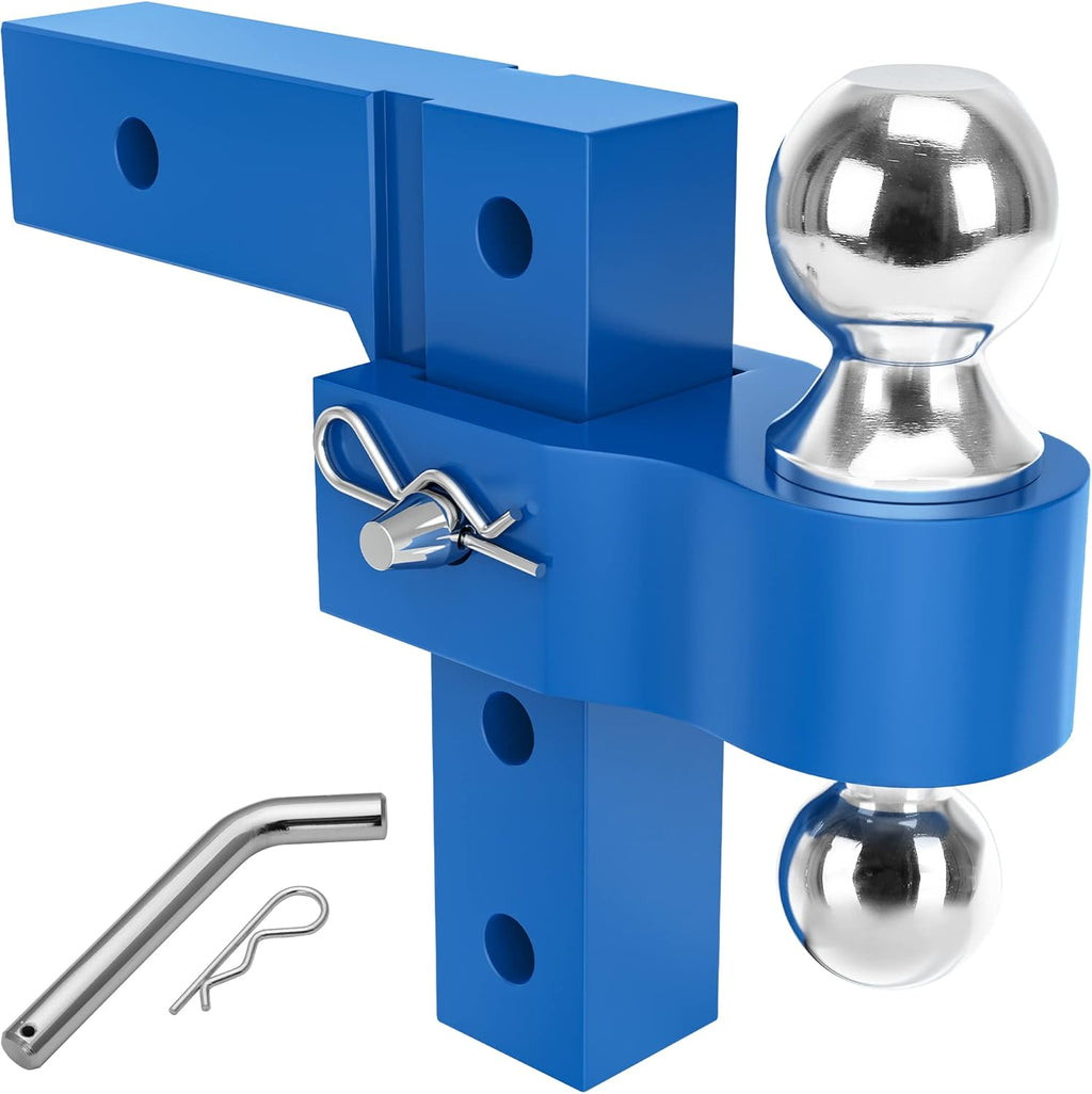 Adjustable Trailer Hitch Ball Mount, 2-Inch Receiver, 6-Inch Drop, Forged Aluminum Shank, 2'' & 2-5/16'' Combo Tow Balls, Stainless Steel Pins, Black G833036