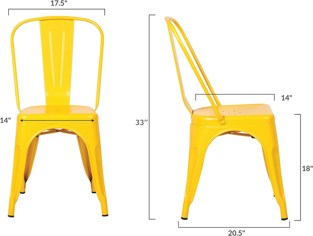 Yellow Metal Stackable Dining Chair (Set of 4) B36230