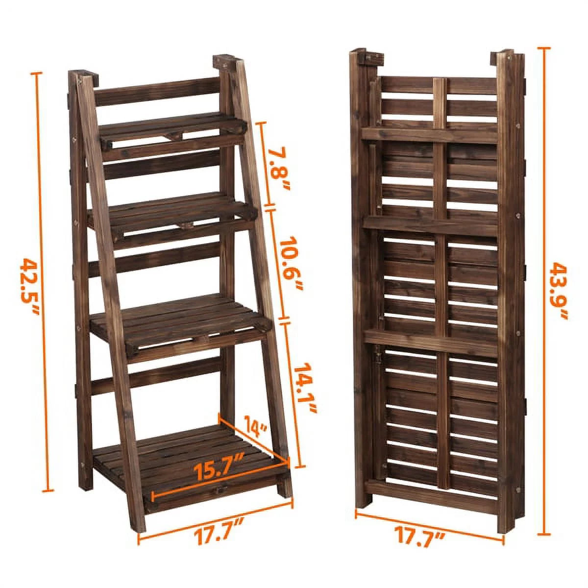 4 Tier Foldable Wooden Flower Stand Ladder Shelves G53959