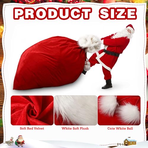 2 Pcs 56 x 36 Inch Extra Large Velvet Santa Gift Bag with Drawstring V75624