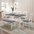 6 Piece Dining Table Set with 4 Chairs and Upholstered Bench Z404