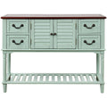 Antique Blue Wood Console Table with Shutter Doors and 4 Drawers G833