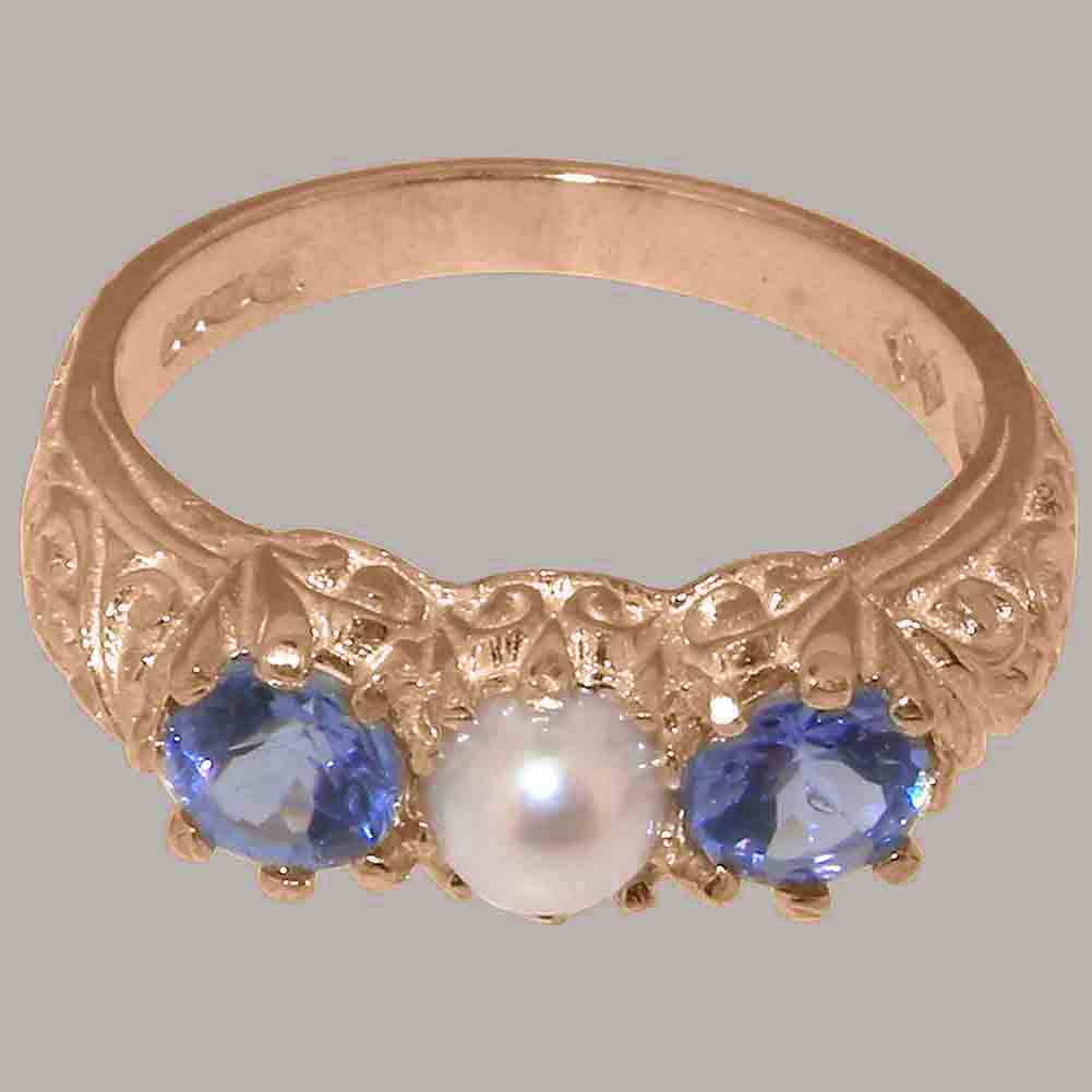 10k Rose Gold Cultured Pearl Tanzanite Ring M3830