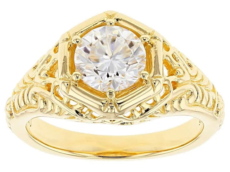 14K Yellow Gold Over Silver Moissanite Ring S96633