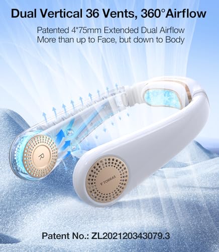 Portable Neck Fan 4000 mAh Rechargeable Bladeless Fan 3 Speeds J76957