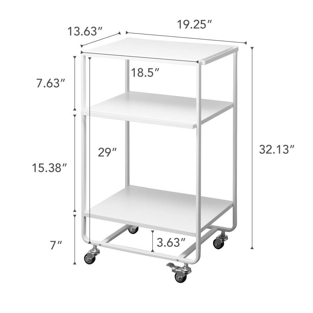 Black Steel Three-Tier Rolling Server Cart Q7766