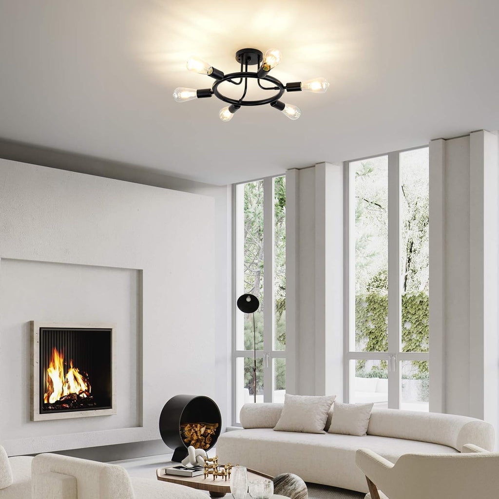 Black 6 Lights LED Semi Flush Mount Ceiling Light L6092