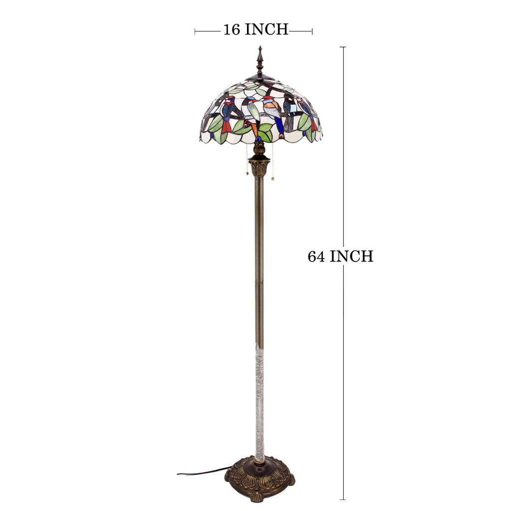 Bronze Floor Lamp with Stained Glass Shade C82566