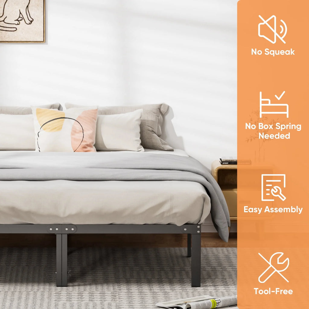 Queen Size Black Metal Platform Bed Frame F165872