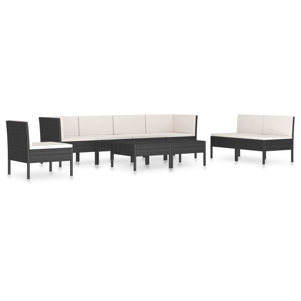 9 Piece Patio Lounge Set with Cushions Poly Rattan Outdoor Sectional Sofa Set U4818