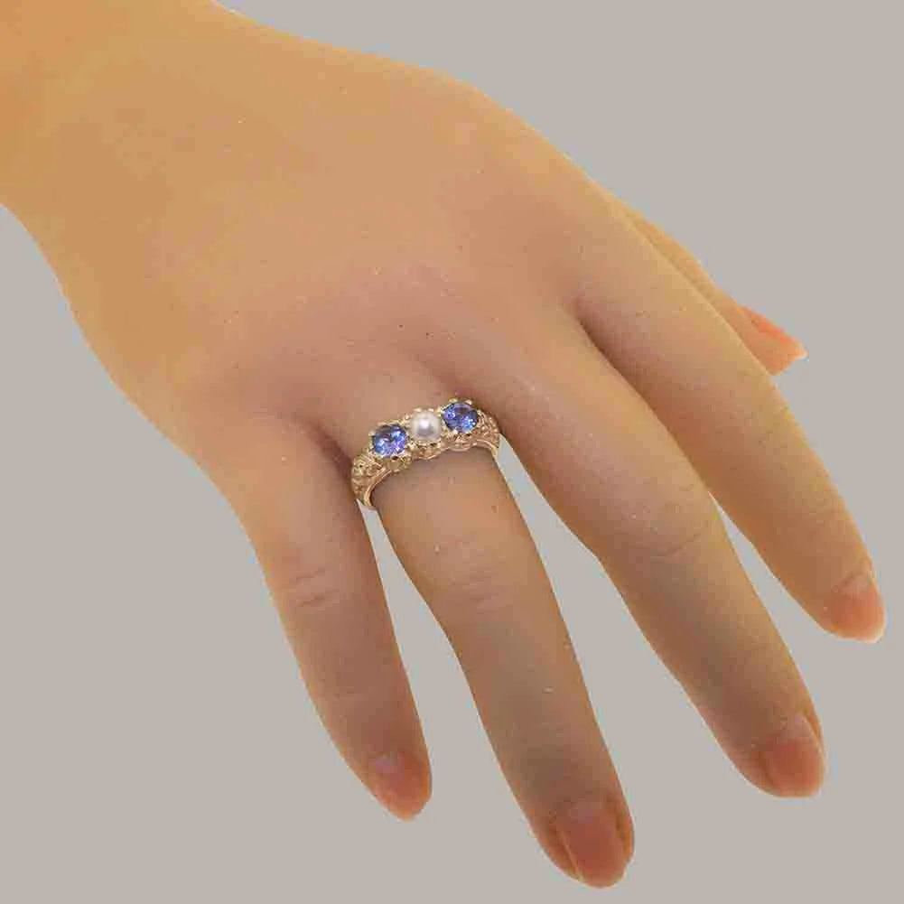10k Rose Gold Cultured Pearl Tanzanite Ring M3830