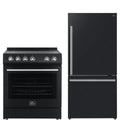 30 Electric Range and Refrigerator in Black with Silver Handles E426