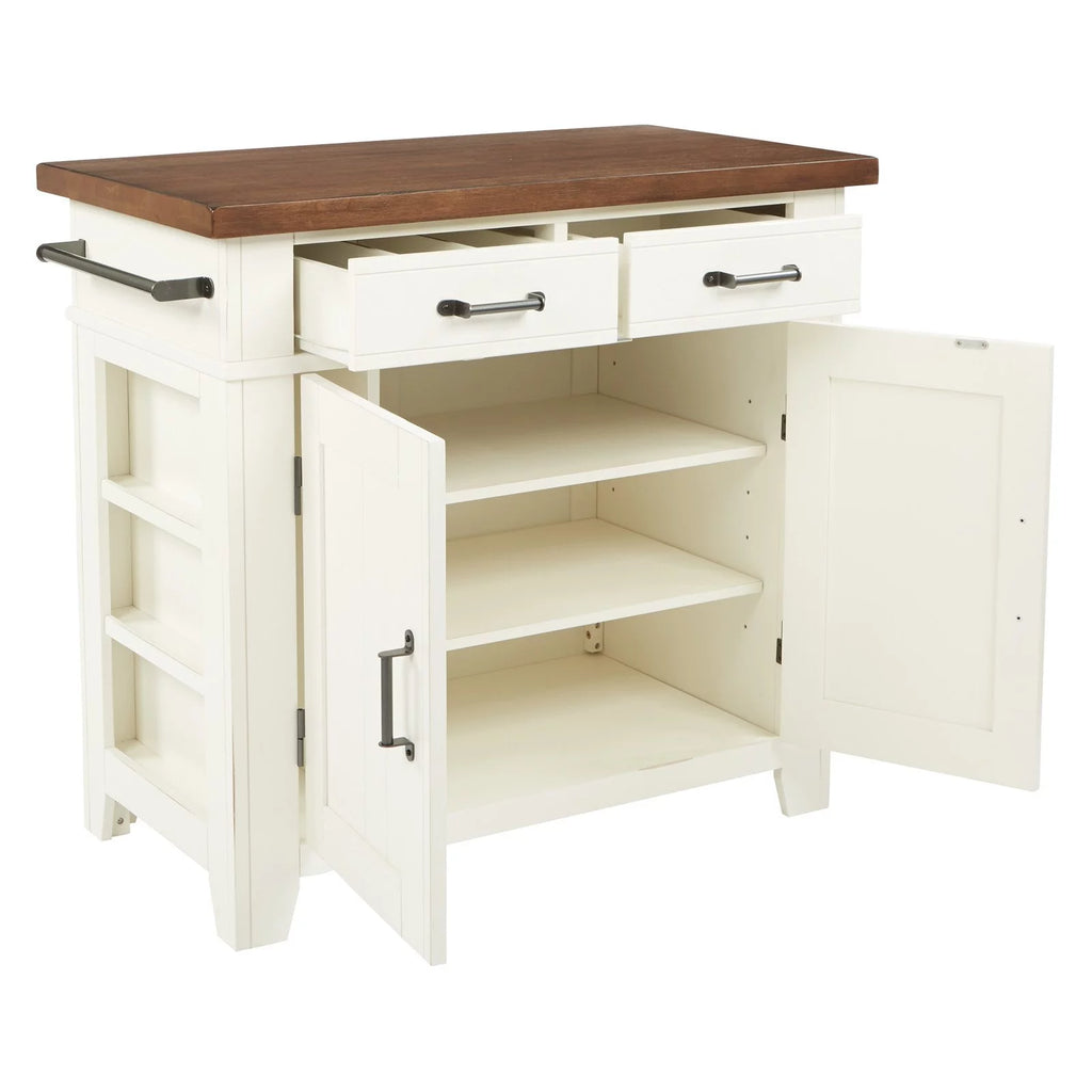Black Kitchen Island with Vintage Oak Top Y5613