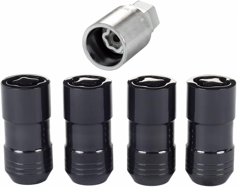 Wheel Lock Nut Set, 4 Pack, Cone Seat, M14 x 1.5, 21mm & 22mm Dual Hex, Black L140890