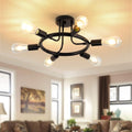 Black 6 Lights LED Semi Flush Mount Ceiling Light L6092