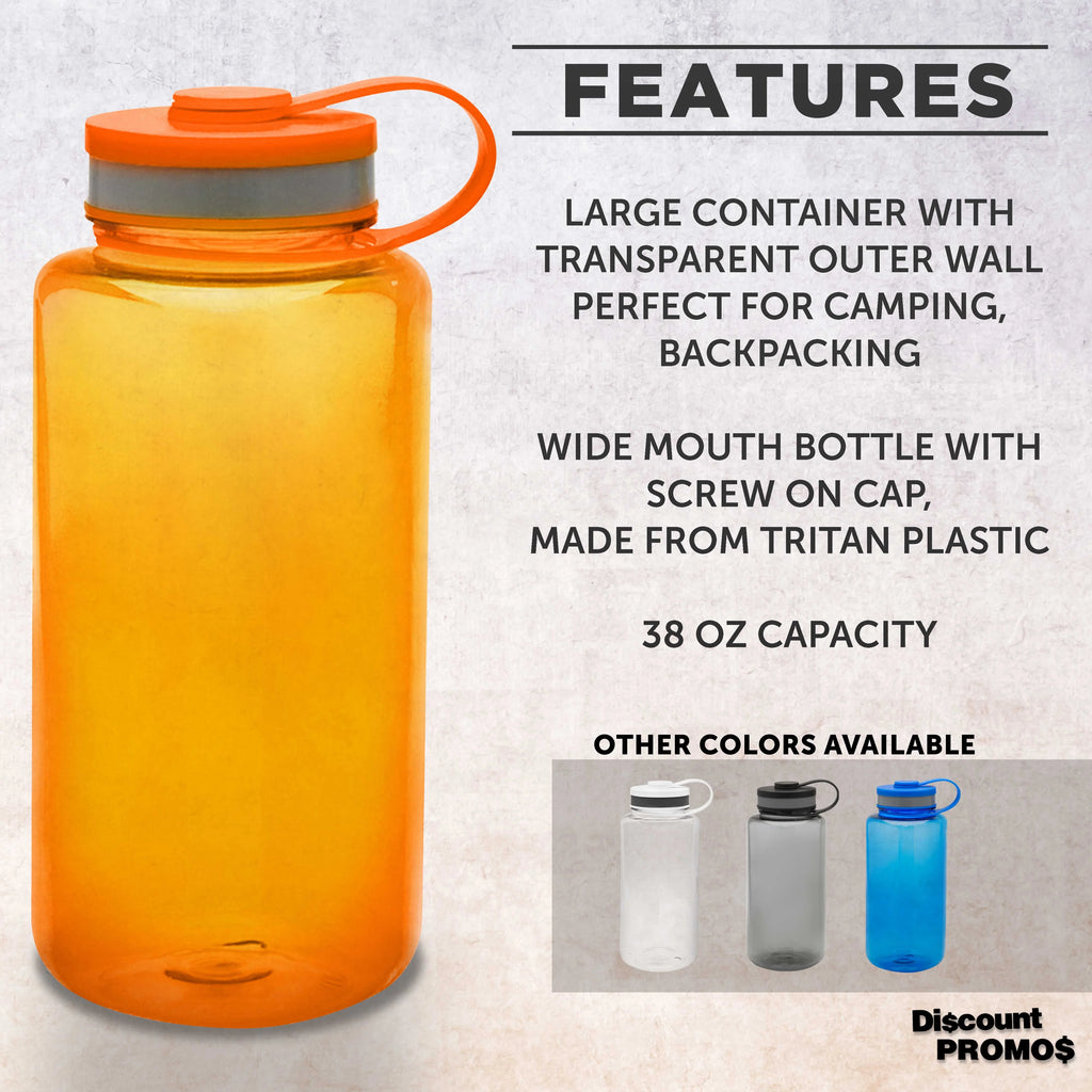 Plastic Sports Water Bottles with Flip Lid 38 oz. Set of 10 F238028