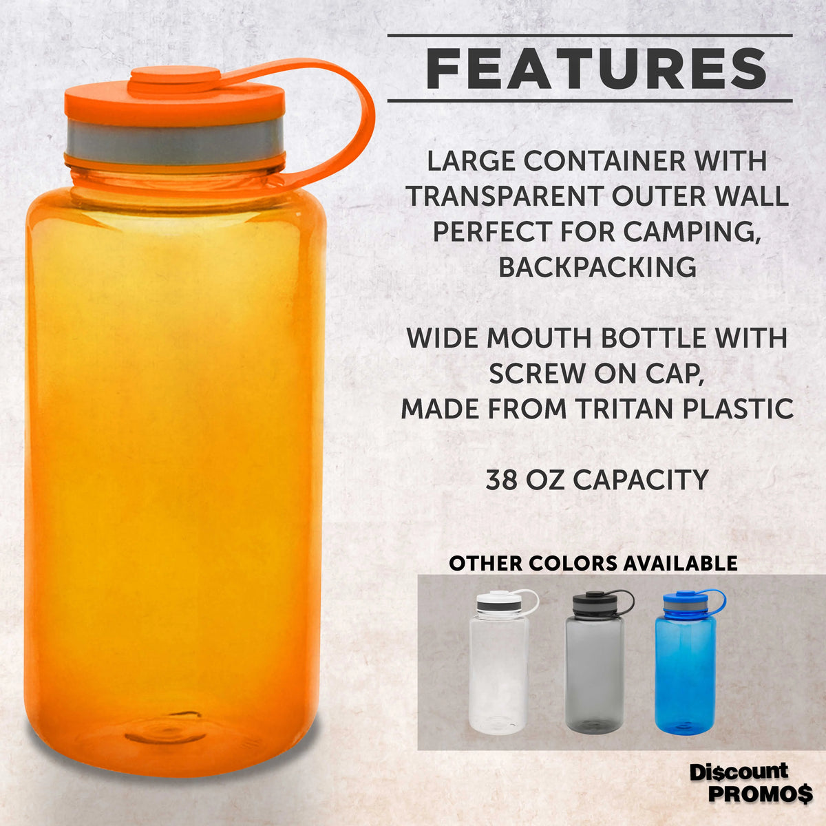 Plastic Sports Water Bottles with Flip Lid 38 oz. Set of 10 F238028