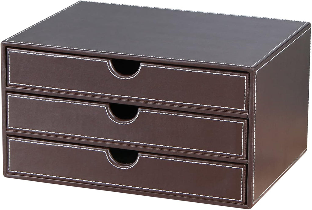 Black PU Leather 3 Drawer Stackable File Cabinet V133