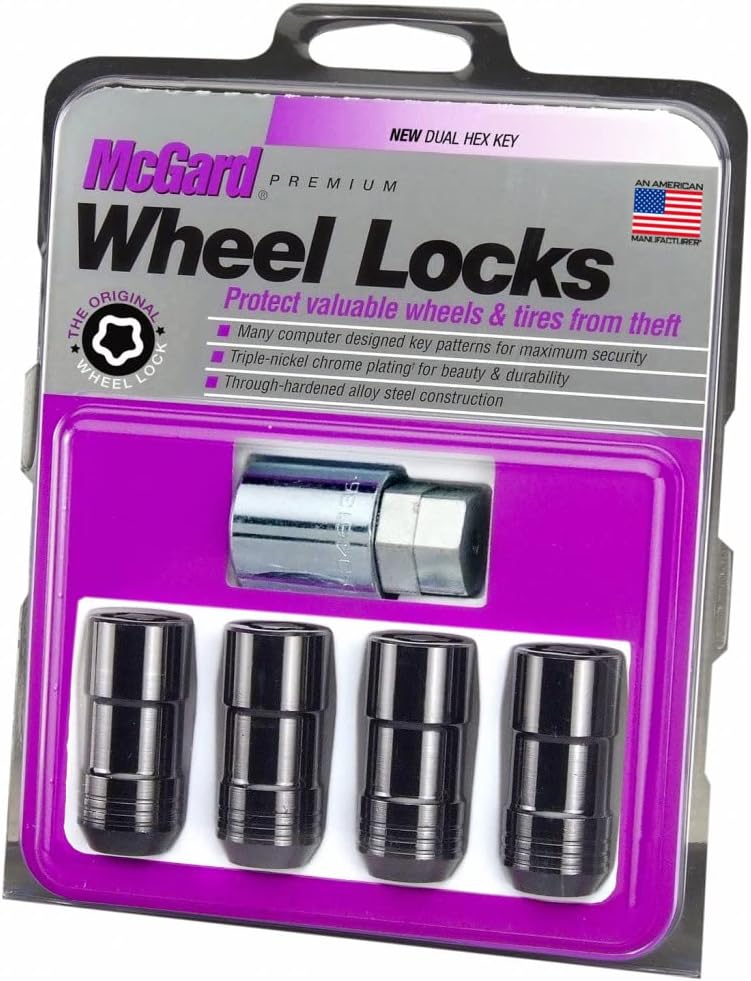 Wheel Lock Nut Set, 4 Pack, Cone Seat, M14 x 1.5, 21mm & 22mm Dual Hex, Black L140890