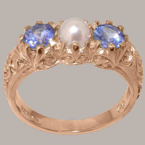 10k Rose Gold Cultured Pearl Tanzanite Ring M3830