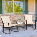 3 Piece Beige Outdoor Rocking Chair Set E566