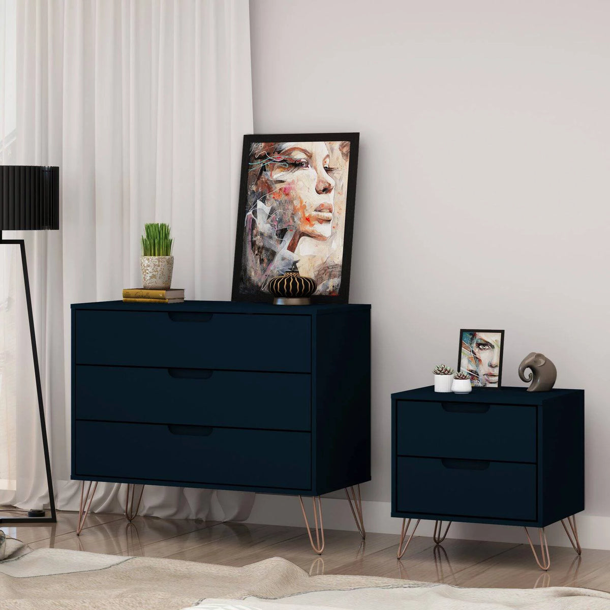 Set of 2 Dresser and Nightstand with Drawers A8453