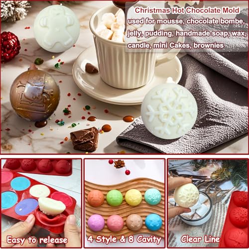 2 Pcs 8-Cavity Christmas Hot Cocoa Bomb Silicone Mold Z103677