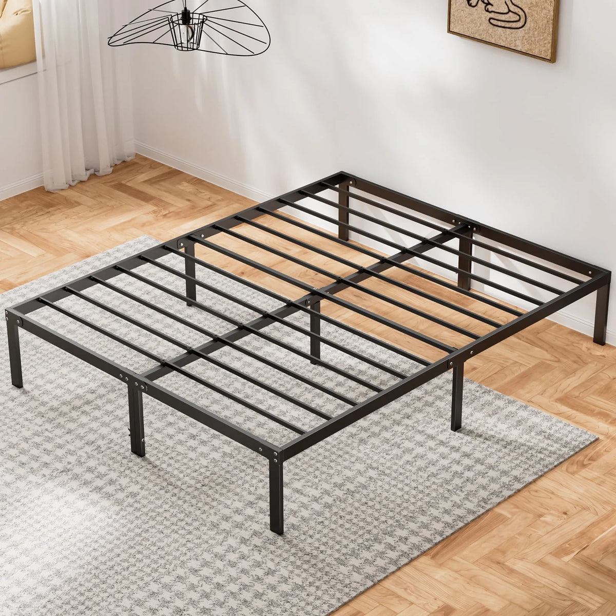 Queen Size Black Metal Platform Bed Frame F165872