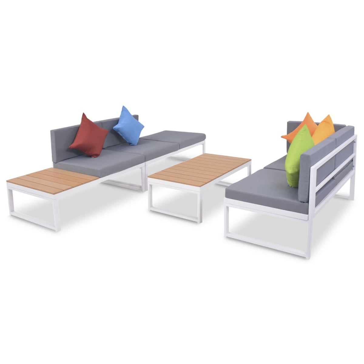 4 Piece Outdoor Conversation Sectional Sofa Set with Coffee Table Aluminum Frame Patio Lounge Set G523229