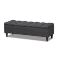 Charcoal Fabric Upholstered Wood Storage Bench Ottoman S17621