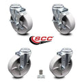 Semi Steel Cast Iron Swivel Caster Set of 4 with Roller Bearing - 5 inch x 1.5 inch Silver Wheels K51856