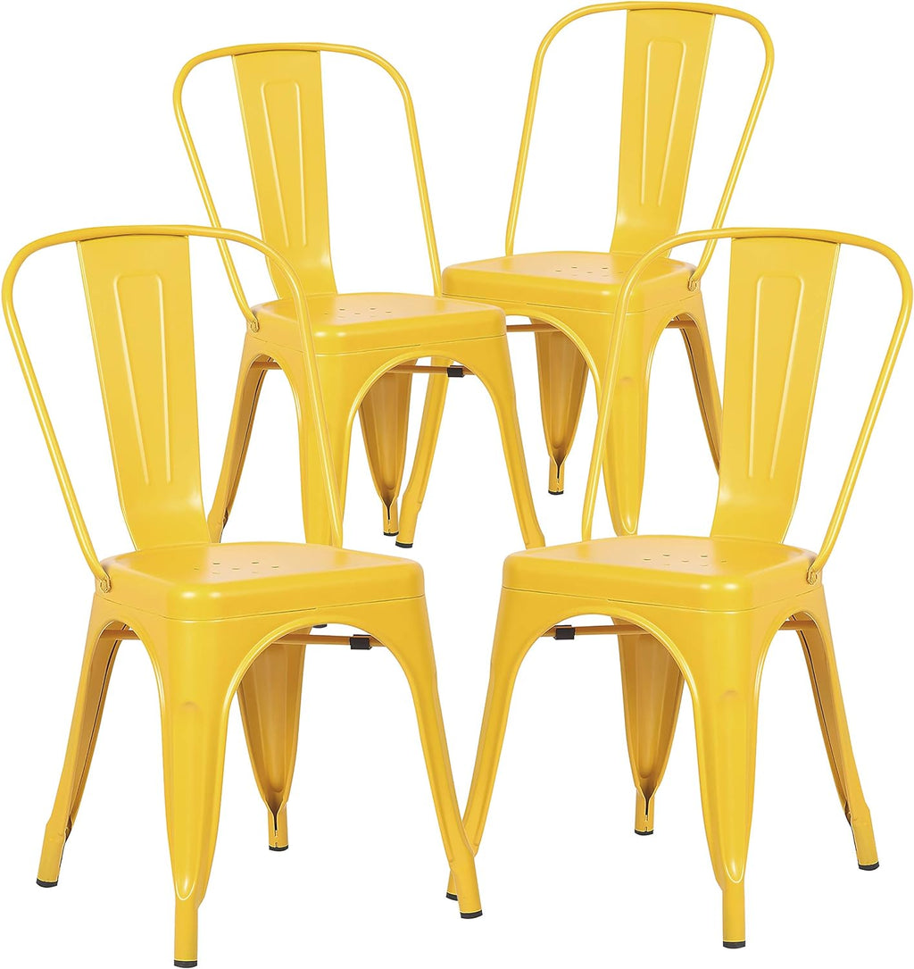 Yellow Metal Stackable Dining Chair (Set of 4) B36230