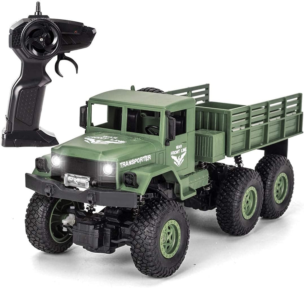 RC Military Truck Off-Road Remote Control Car 2.4Ghz 4WD 1:18 Scale Toy Vehicle Pack of 2 V171