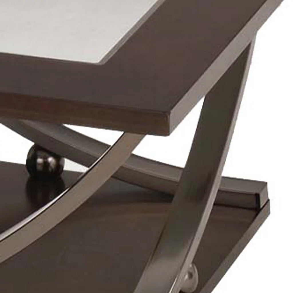 Brown and Black Wood Coffee Table with Castors P859594
