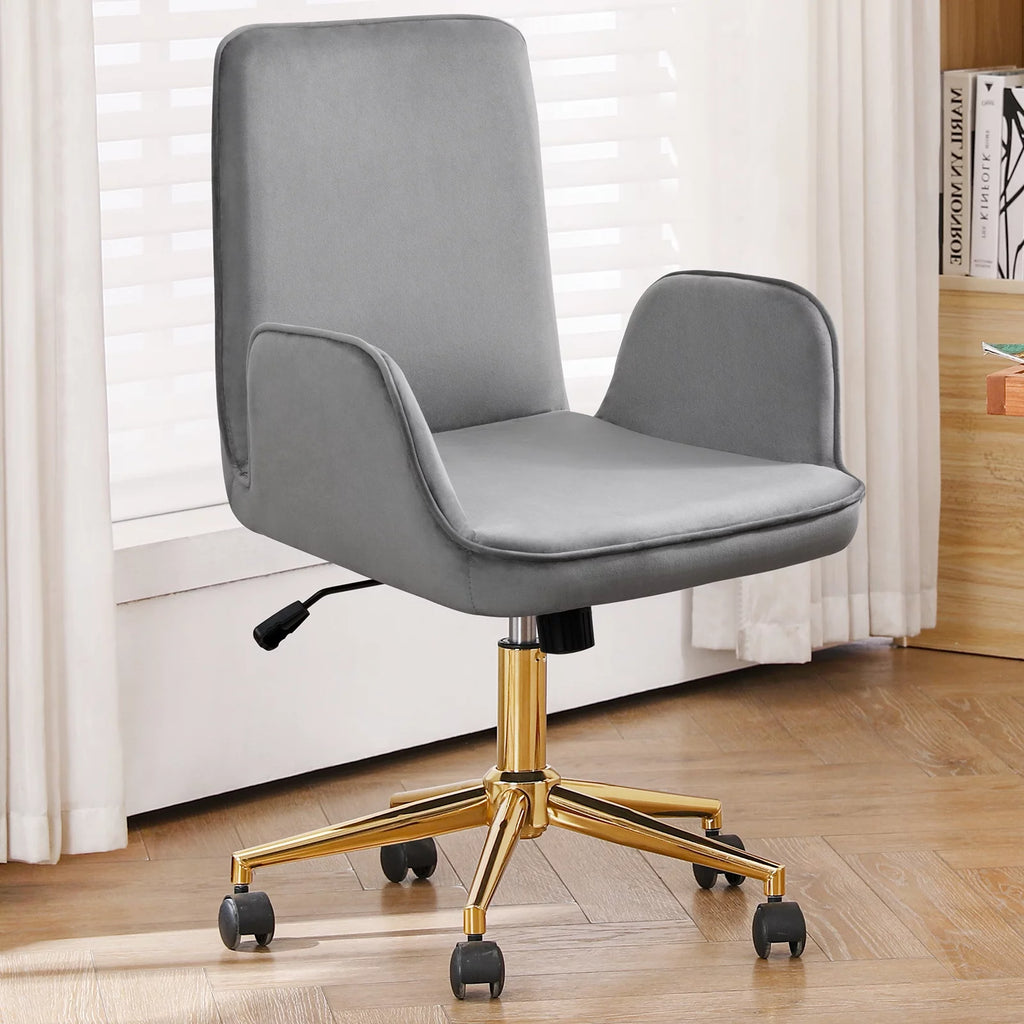 Grey Velvet Upholstered Desk Chair K365