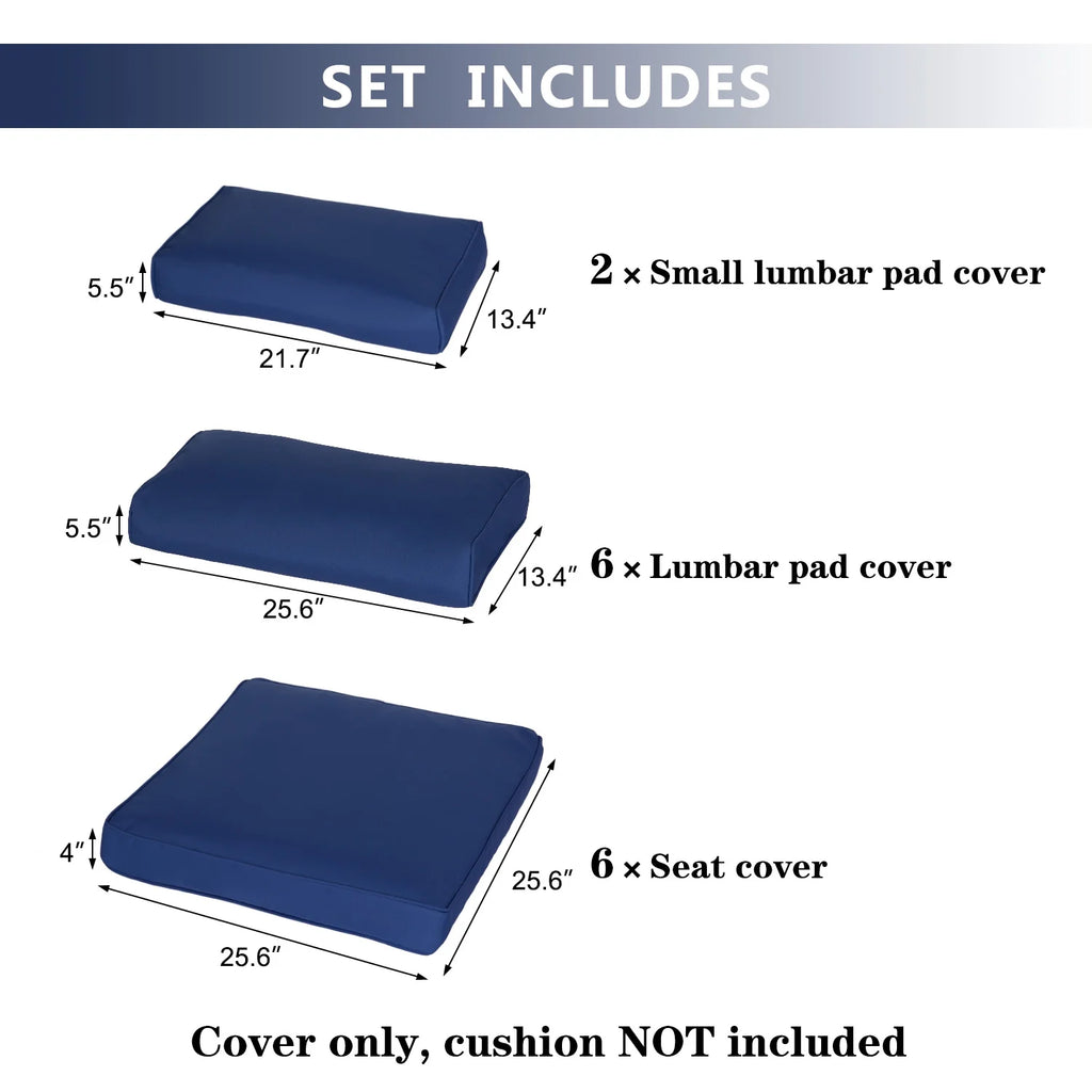 7 Pcs Outdoor Patio Wicker Sofa Chair Cushions Pillow Replacement Covers, Dark Blue D91045
