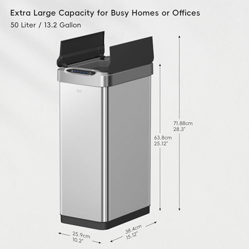 50 Liter Touchless Rectangular Motion Sensor Trash Can P98093