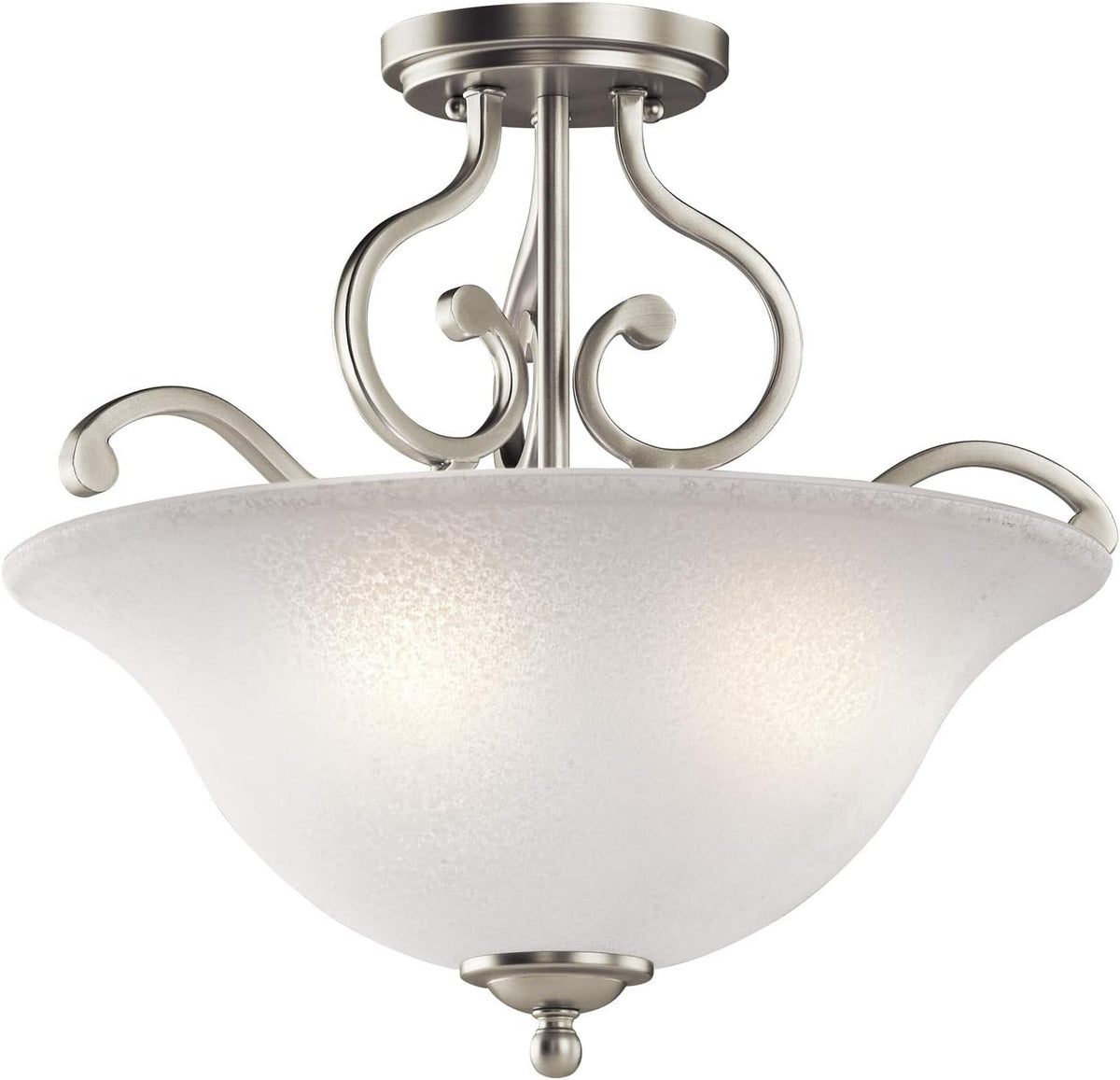 18 3 Light Semi Flush with White Scavo Glass Brushed Nickel I57821
