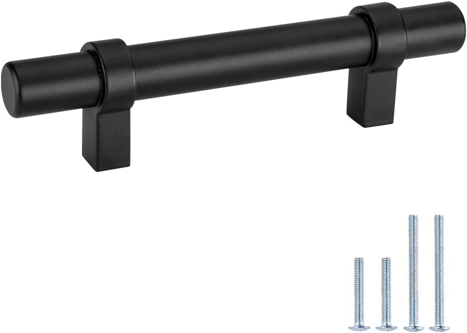 Black 3in Hole Center Solid Cabinet Pulls 10 Pack S111044