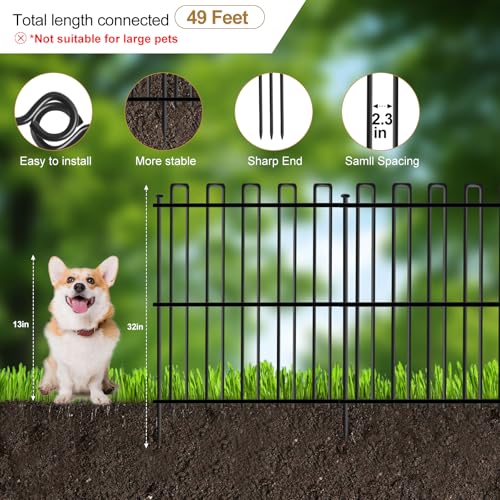 No Dig Animal Barrier Fence, 13in x 37ft Rustproof Metal Garden Edging C454
