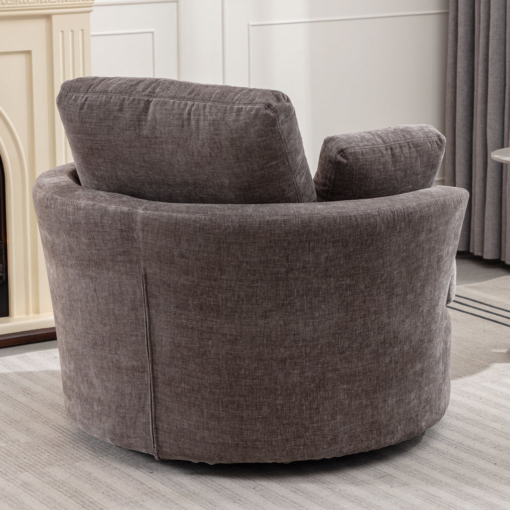 Oversized Round Swivel Accent Chair with 3 Pillows A774