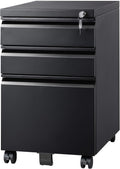 White 3 Drawer Mobile File Cabinet with Lock K3085