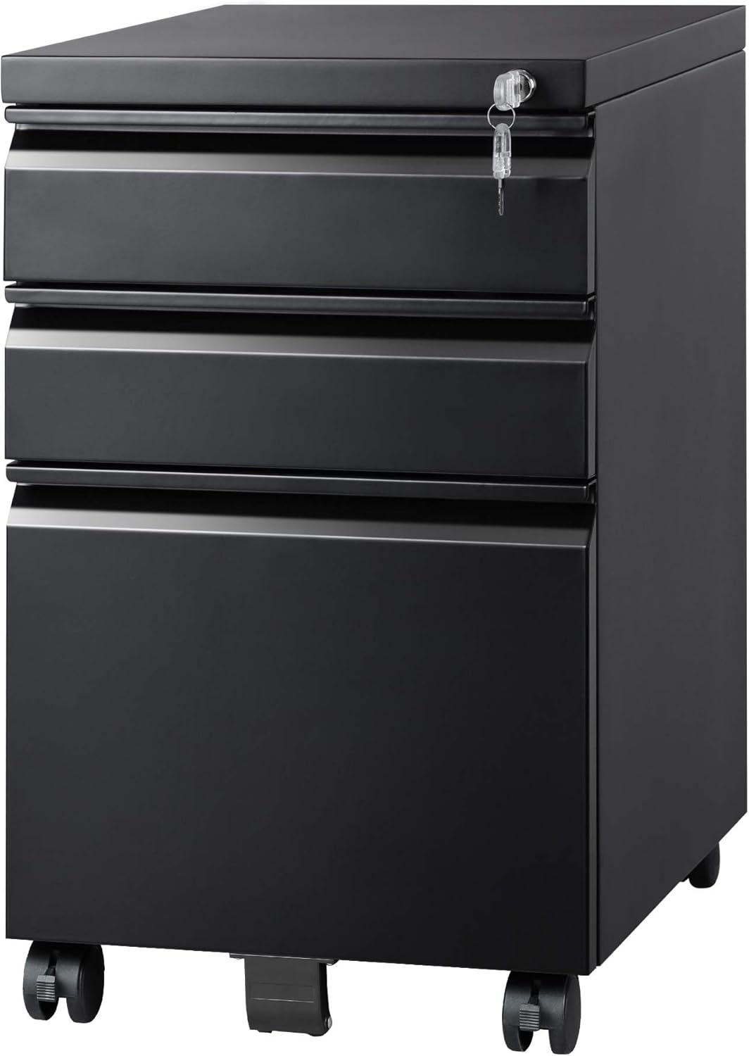 White 3 Drawer Mobile File Cabinet with Lock K3085