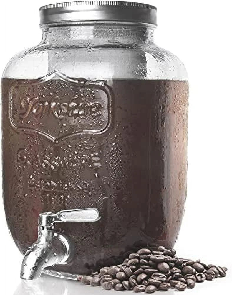 1 Gallon Cold Brew Coffee Maker with Glass Carafe and Stainless Steel Filter F227