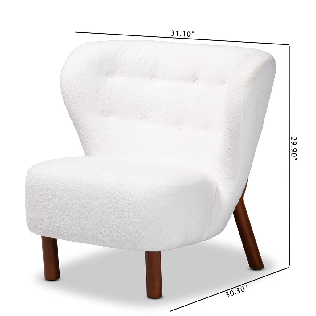 White Boucle Upholstered Wood Accent Chair M549032
