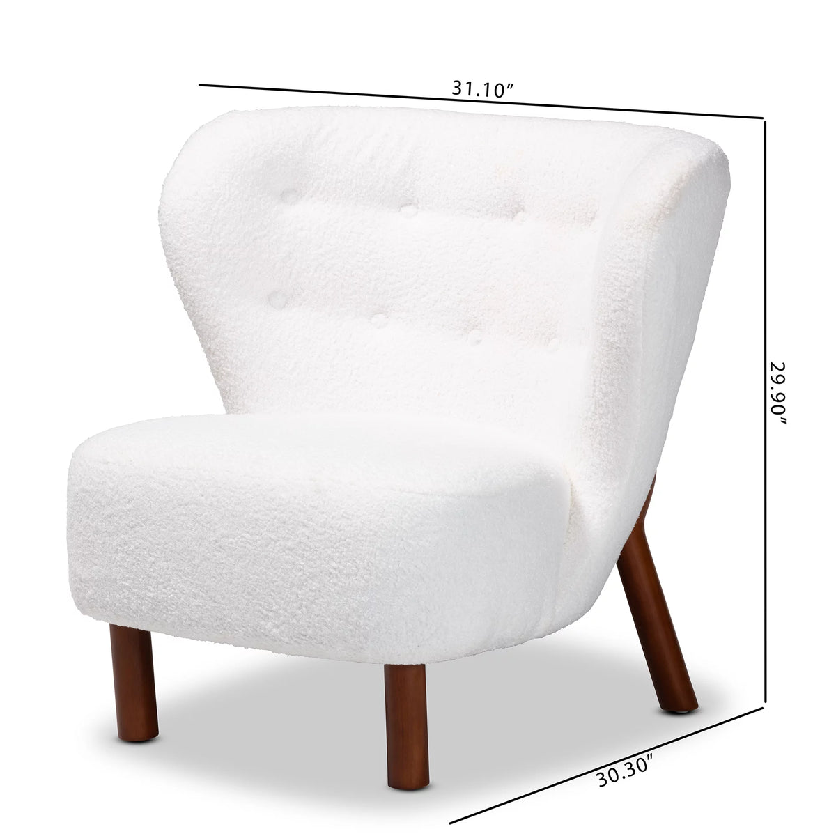 White Boucle Upholstered Wood Accent Chair M549032