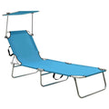 Folding Sun Lounger with Canopy Steel Turquoise and Blue W21926