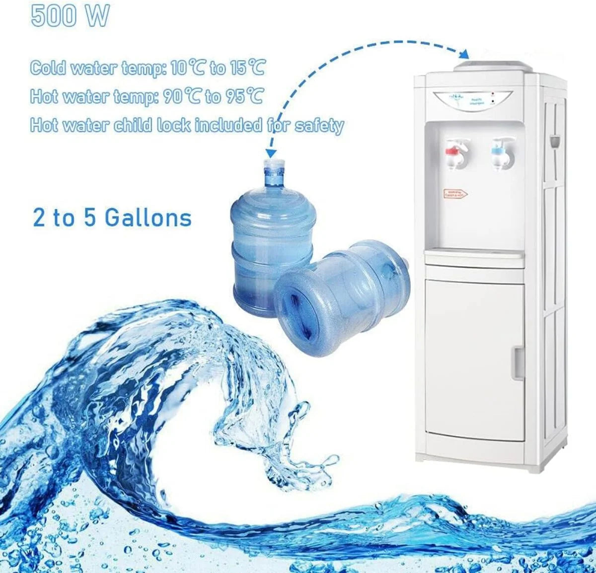Hot & Cool Top Loading Water Cooler Dispenser with Child Safety Lock M982